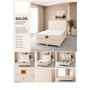 AKBAZ SALDA 160*200 BAZA BAŞLIK YATAK SET / KREM