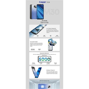 CASPER VIA M30 64GB 3GB RAM AKILLI TELEFON MAVİ
