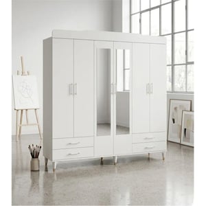 DİZAYNHOME 5 KAPAKLI GARDROP / BEYAZ
