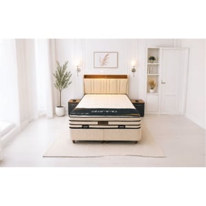 UMUT 160*200 RİVA BAZA BAŞLIK YATAK (SİLVER) SET / BUKLET KREM