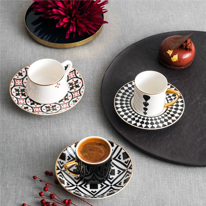 KOSOVA İST-181 200CC 6'LI BÜYÜK FİNCAN (BLACK PATTERN)