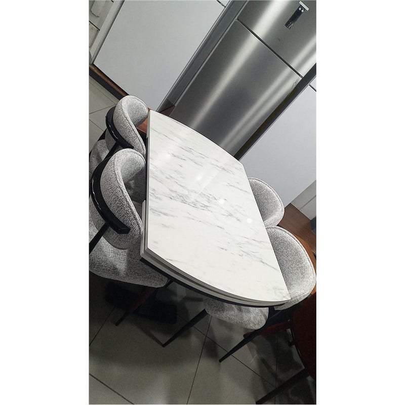 ÖZER X MARMO MASA SANDALYE SETİ / MS BEYAZ SND POLO 02 (KREM )