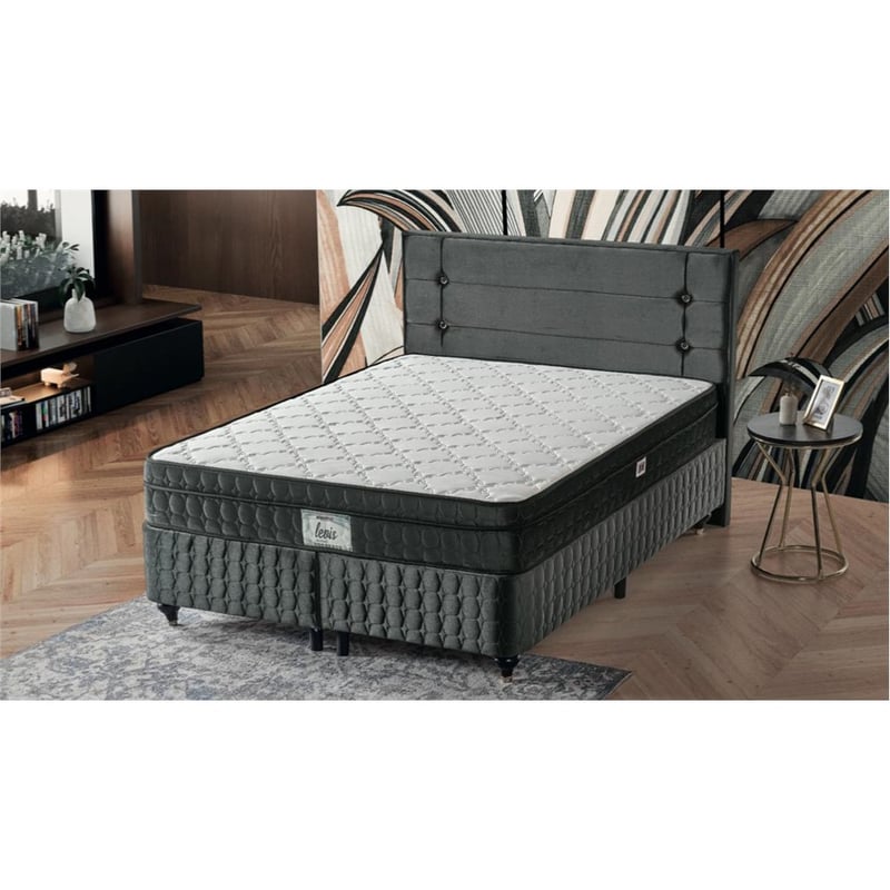 UMUT 160*200 ELİT BAZA BAŞLIK YATAK (LEVİS) SET / RUBON ANTRASİT