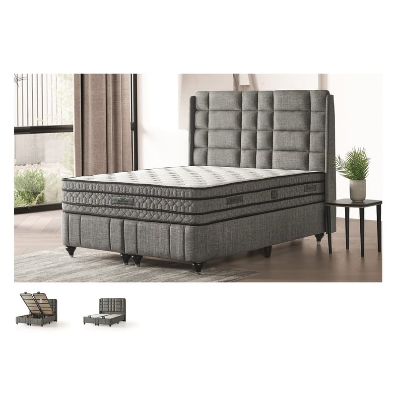 UMUT 160*200 PARİS BAŞLIK BAZA YATAK (SİLVER ) SET
